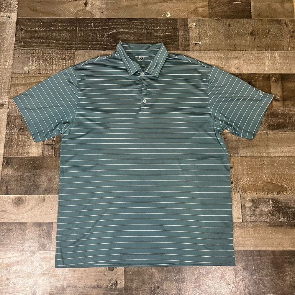 Nike Men’s Size XL Athletic Golf Polo Blue Short Sleeve Striped Activewear